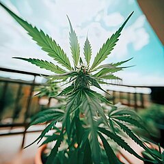 Marihuana-Pflanze auf Balkon