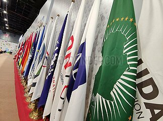 Flagge der Afrikanischen Union beim G20-Gipfel in Indien