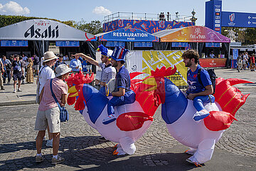 FRANCE. PARIS (75) (8TH DISTRICT) ON THE OCCASION OF THE 2023 RUGBY WORLD CUP WHICH IS TAKING PLACE IN FRANCE  A ?RUGBY VILLAGE? (FAN ZONE) HAS BEEN SET UP AT PLACE DE LA CONCORDE DURING THE ENTIRE COMPETITION.