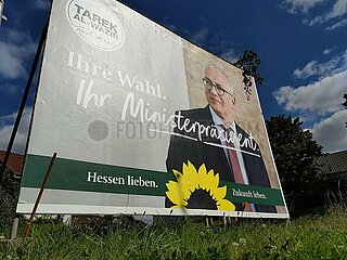 Wahlplakat der Gruenen zur Landtagswahl in Hessen 2023