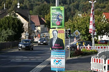 Wahlplakate zur Landtagswahl in Bayern 2023