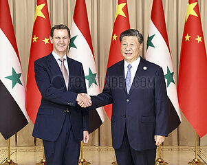 China-Zhejiang-Hangzhou-Xi Jinping-Syrian President-Meeting (CN)