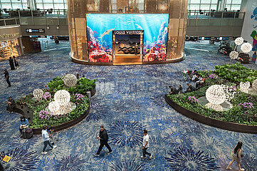 Singapur  Republik Singapur  Innenaufnahme mit Louis Vuitton Geschaeft im Terminal 3 am Flughafen Singapur-Changi