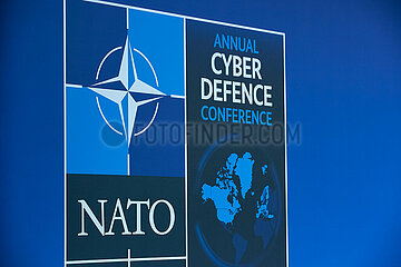 Berlin  Deutschland - Logo der NATO Cyber Defence Conference.