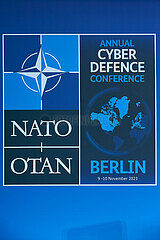 Berlin  Deutschland - Logo der NATO Cyber Defence Conference.