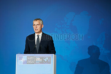 Berlin  Deutschland -NATO-Generalsekretaer Jens Stoltenberg bei einer Rede zur NATO Cyber Defence Conference.