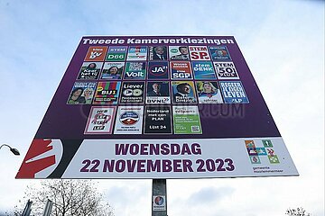 Werbung fuer Parlamentswahl in den Niederlanden 2023