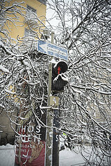 Winter und Schneefall in München