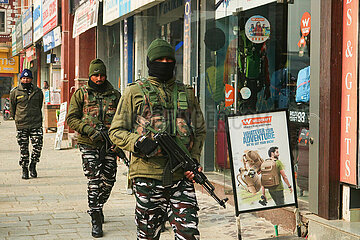 Indian paramilitary soldiers patrol in Srinagar  Kashmir After Supreme Court Decision