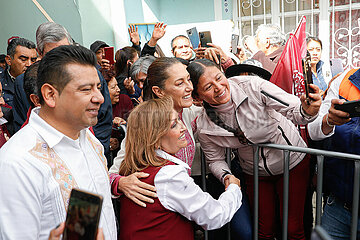 Claudia Sheinbaum presidential pre- candidate political rally in Tlaxcala