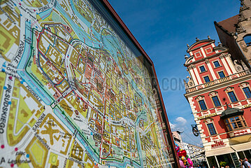 Polen  Wroclaw - Stadtplan am Marktplatz (Rynek) in der Altstadt