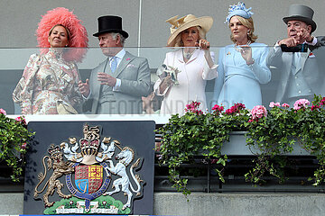 Royal Ascot  HM King Charles III and Camilla  the Queen Consort and guests in the Royal Box