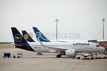 Schoenefeld  Deutschland  Airbus A320 der Lufthansa auf dem Vorfeld des Flughafen BER