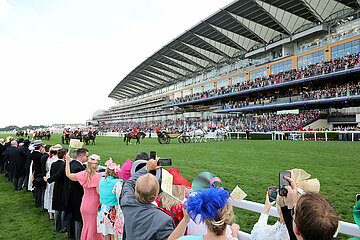 Royal Ascot  Royal Procession on the track in front of the grandstand