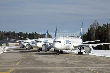 Oslo  Norwegen  Flugzeuge der Norse Atlantic Airways sind auf dem Vorfeld des Flughafen Oslo-Gardermoen abgestellt