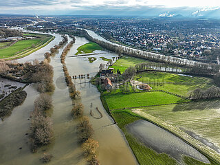 Hochwasser an der Lippe  Dorsten  Nordrhein-Westfalen  Deutschland