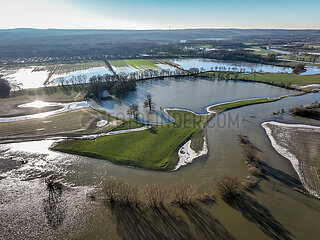Hochwasser an der Lippe  Haltern am See  Nordrhein-Westfalen  Deutschland