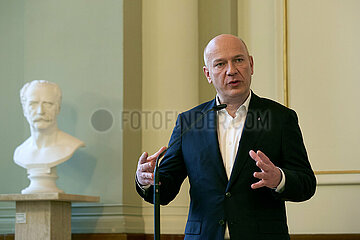 Berlin  Deutschland - Kai Wegner bei einer Pressekonferenz im Roten Rathaus.