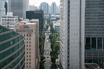 Singapur  Republik Singapur  Blick von oben auf das Geschaeftszentrum am Raffles Place
