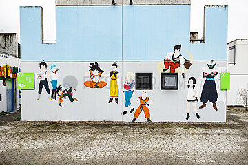 Murals im Olympischen Dorf in München