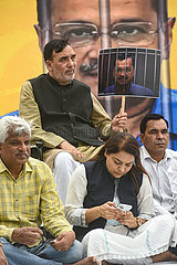Aam Aadmi Party ( AAP ) Mass Fast Against Arrest of Kejriwal