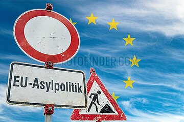 Symbolische Schilder EU-Asylpolitik