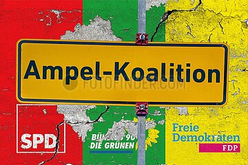 Symbolisches Schild Ampel-Koalition