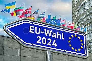 Symbolisches Hinweisschild EU-Wahl 2024