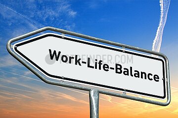 Symbolisches Hinweisschild Work-Life-Balance