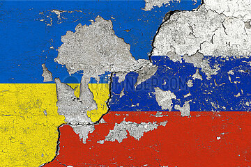 Wand Ukraine Russland abgeplatzte Farbe