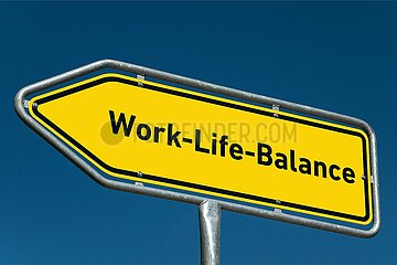 Symbolisches Hinweisschild Work-Life-Balance