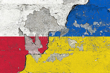 Wand Polen Ukraine abgeplatzte Farbe