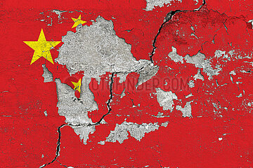 China Flagge - Abgeplatzte Farbe