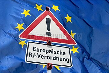 Symbolisches Warnschild Europäische KI-Verordnung