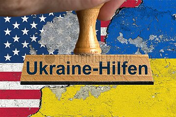 Symbolischer Stempel Ukraine-Hilfen