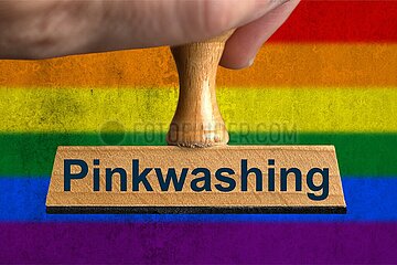 Symbolischer Stempel Pinkwashing