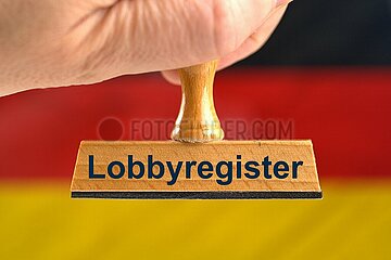 Symbolischer Stempel mit der Aufschrift Lobbyregister