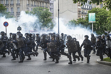 Erster Mai Demonstration in Paris