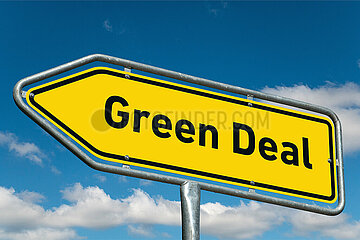 Symbolisches Hinweisschild Green Deal