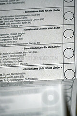 Deutschland  Bremen - Stimmzettel fuer die Wahl zum Europaeischen Parlament