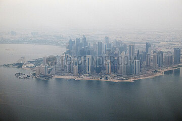 Doha  Katar  Luftbildaufnahme der West Bay