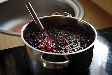 Lanken  Polen  Beeren kochen in einem Topf