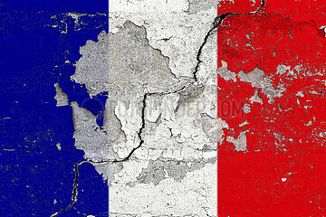 Franzoesische Flagge - Abgeplatzte Farbe