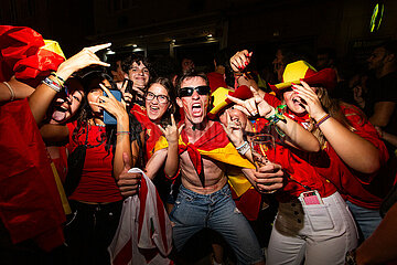 Spain fans celebrate beating France in semi-final of Euro 2024