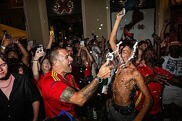 Fans celebrate Spain winning Euro 2024 in Malaga