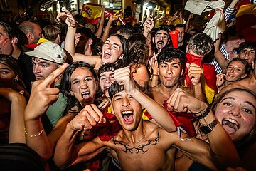 Spain fans celebrate winning Euro 2024 in Malaga