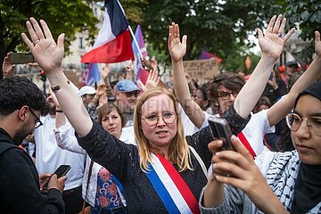 Kundgebung der Nouveau Front Populaire am 14. Juli Bastille Day in Paris