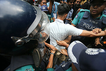 Students protest against quota system in government jobs in Dhaka  Bangladesh