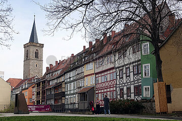 Erfurt  Deutschland  Kraemerbruecke und Aegidienkirche