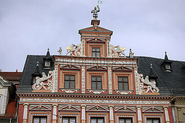 Erfurt  Deutschland  Schmuckfassade eines Hauses am Fischmarkt